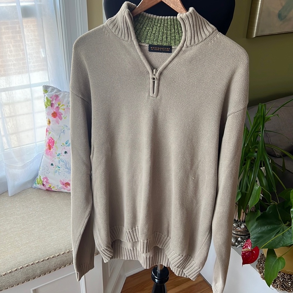 Metropolitan by Lord & Taylor Quarter Zip Knit Sweater Men’s XL